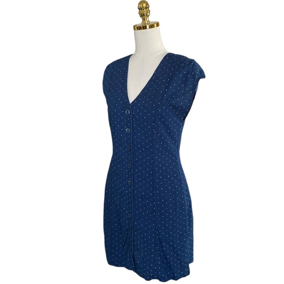 Madewell Indigo Cap-Sleeve Button-Front Dress in Rainbow Heart Women’s Size 4 - Picture 7 of 10